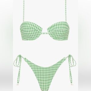 triangl swimwear Green Gingham Tie-Side Bikini